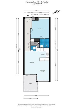 Floorplan - Hortensialaan 173+PP, 1424 DB De Kwakel